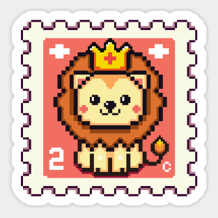 Lion postage stamp | Pixel Art | Sticker